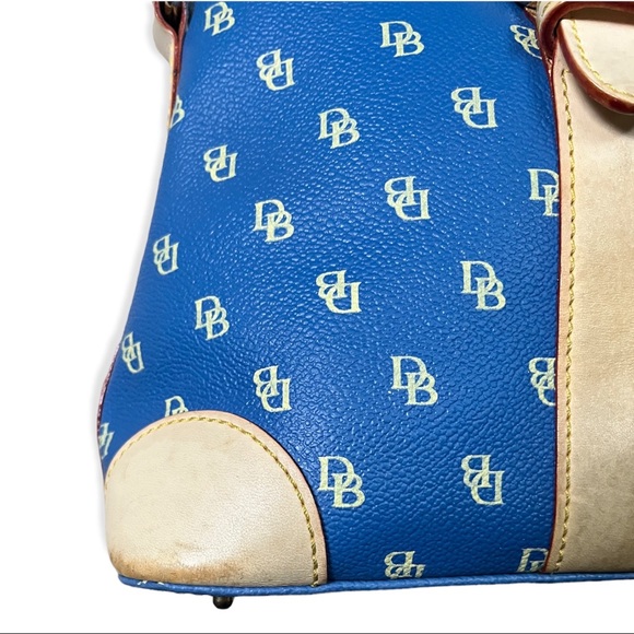 Gorgeous Y2K Dooney & Bourke Signature Blue/Tan Domed Satchel/Crossbody - Picture 4 of 11